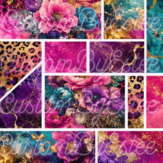 C31. ELEMENT SHEET- Pink Teal Marble Leopard