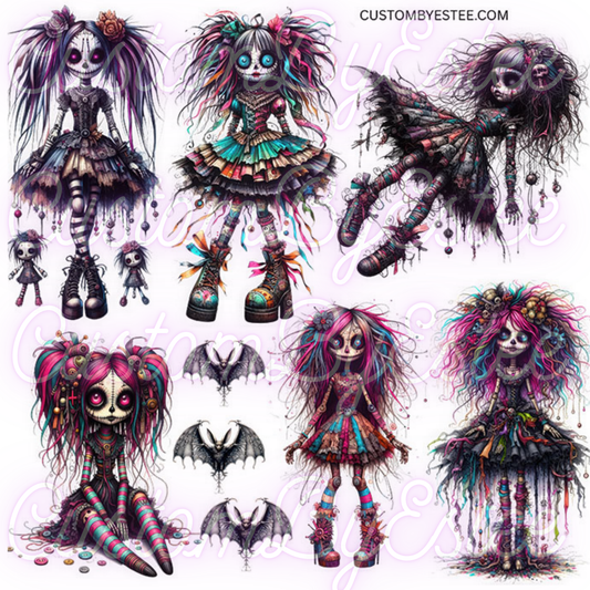 B49. ELEMENT SHEET- Multicolor Goth Dolls