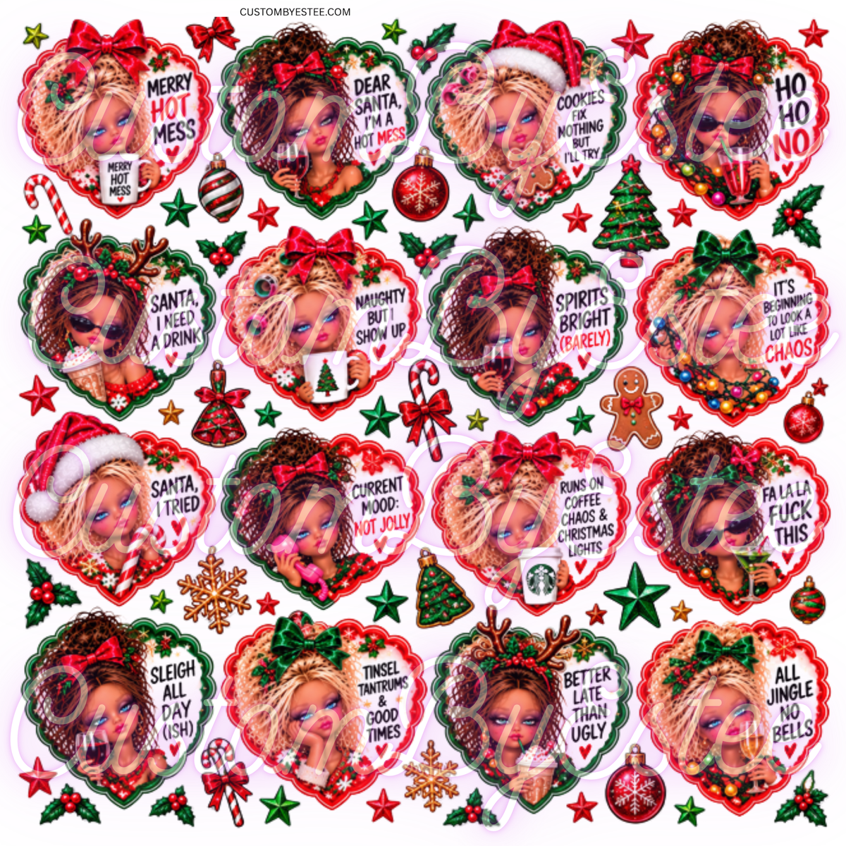 B. ELEMENT SHEET- Red and Green Ugly Christmas Barbies