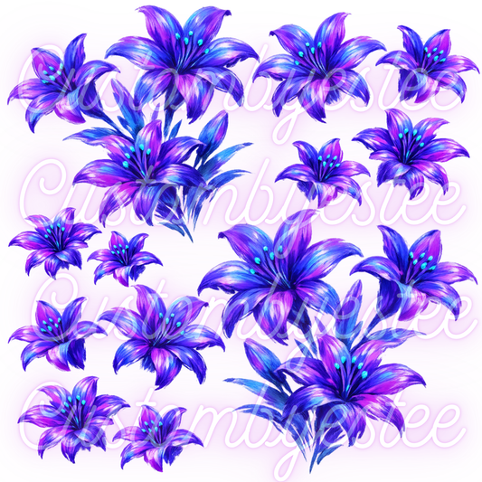 A35. ELEMENT SHEET- Blue Purple Watercolor Floral