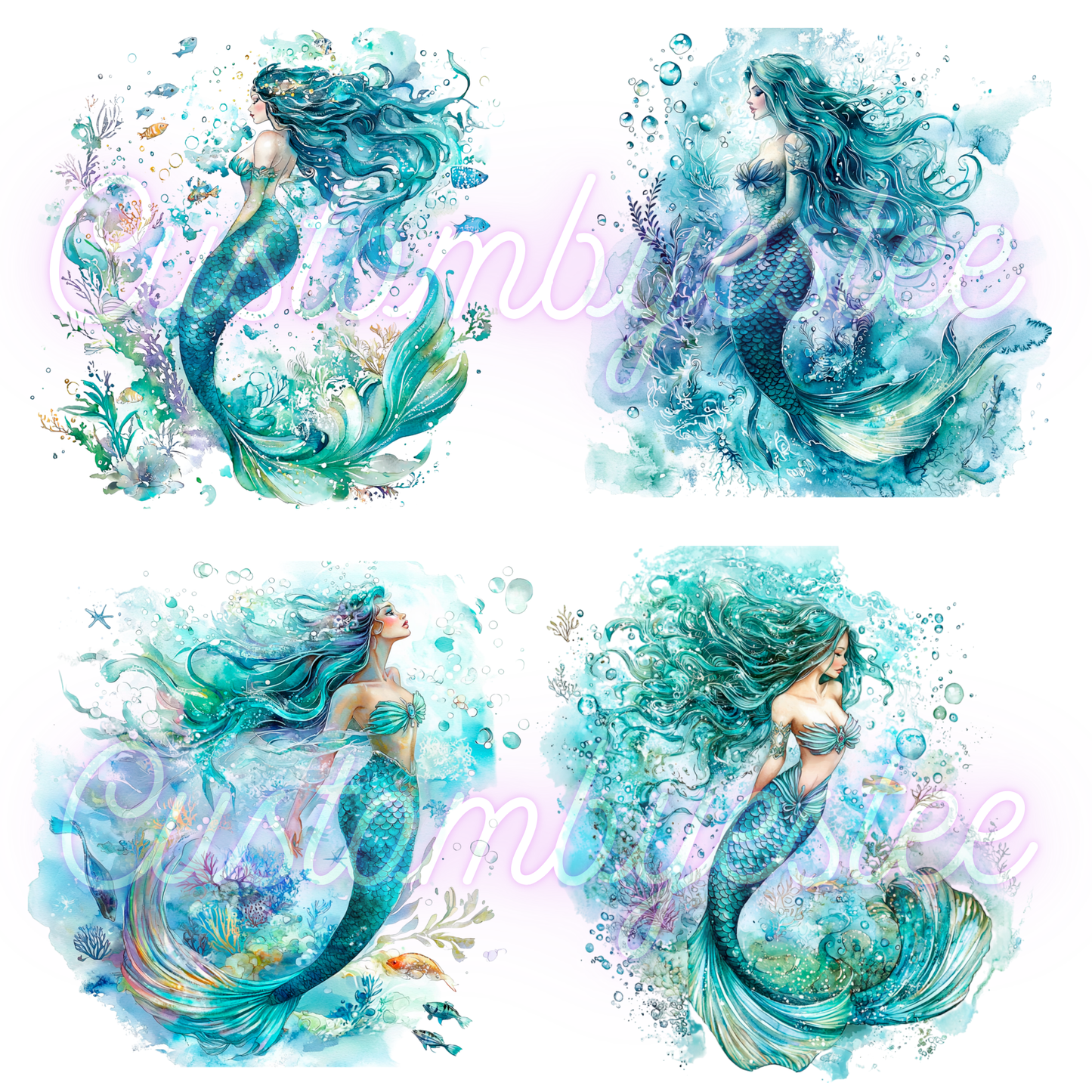 A37. ELEMENT SHEET- Blue Teal Mermaids
