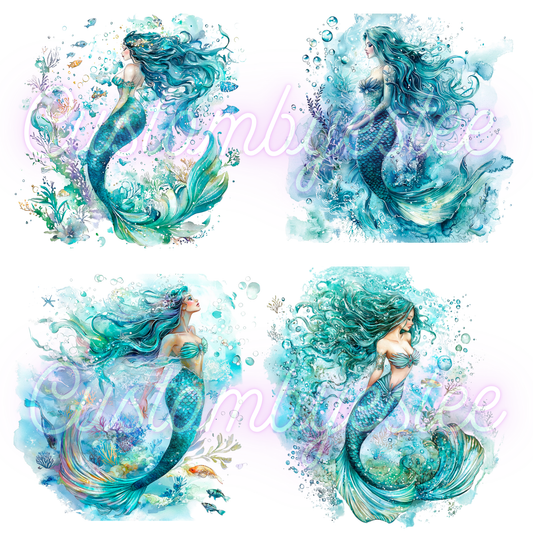 A37. ELEMENT SHEET- Blue Teal Mermaids