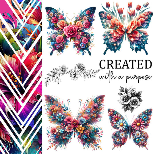 Floral Butterfly Element Sheet