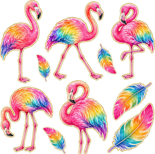 B8. ELEMENT SHEET- Rainbow Flamingo Feather