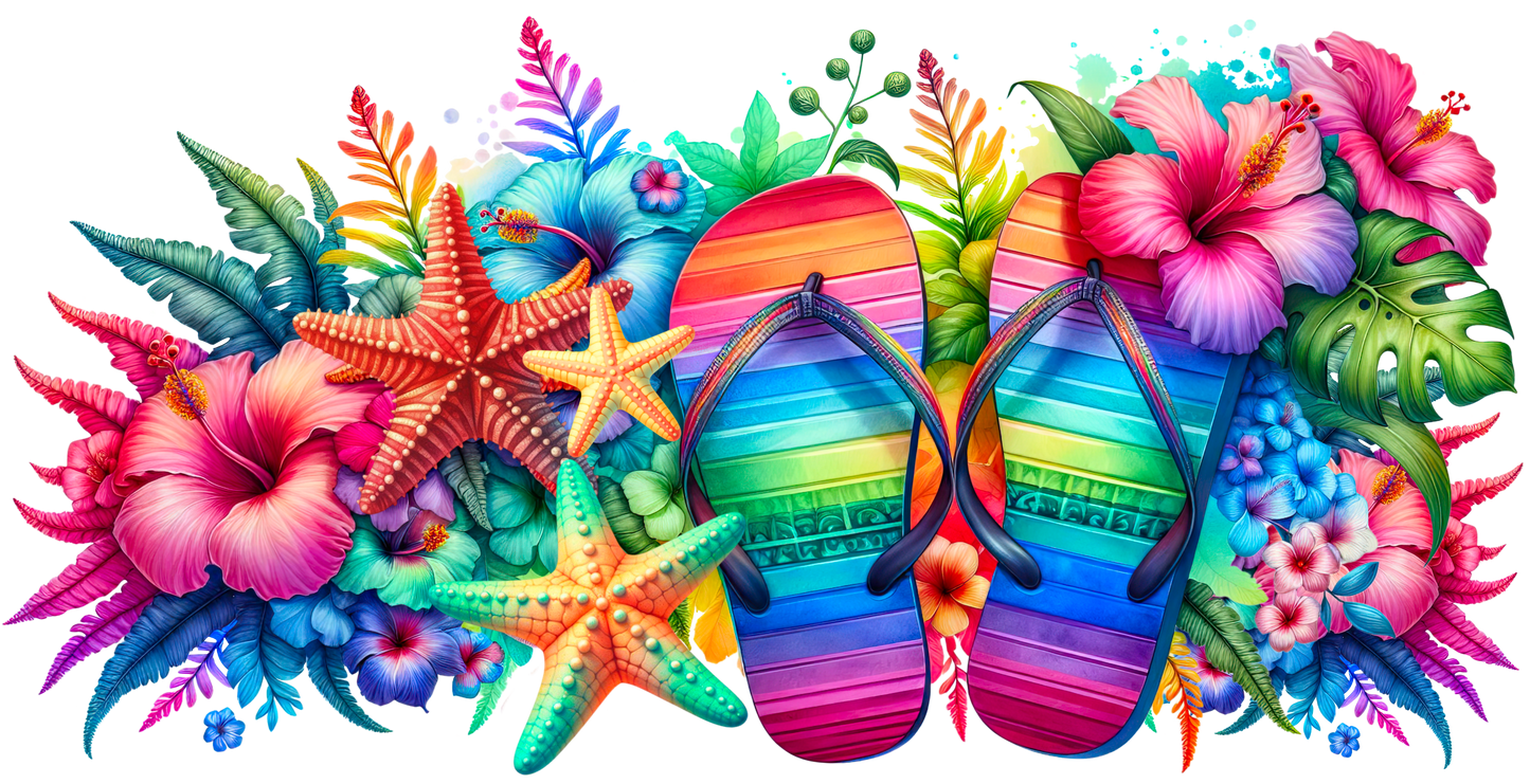 518. Rainbow Flip Flops UVDTF