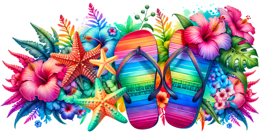 518. Rainbow Flip Flops UVDTF