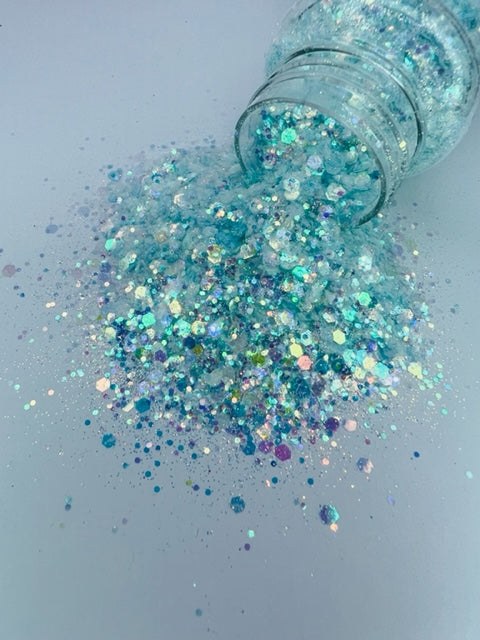 Frosted Opal- Icey Blue Chunky Mixed Glitter 4-8
