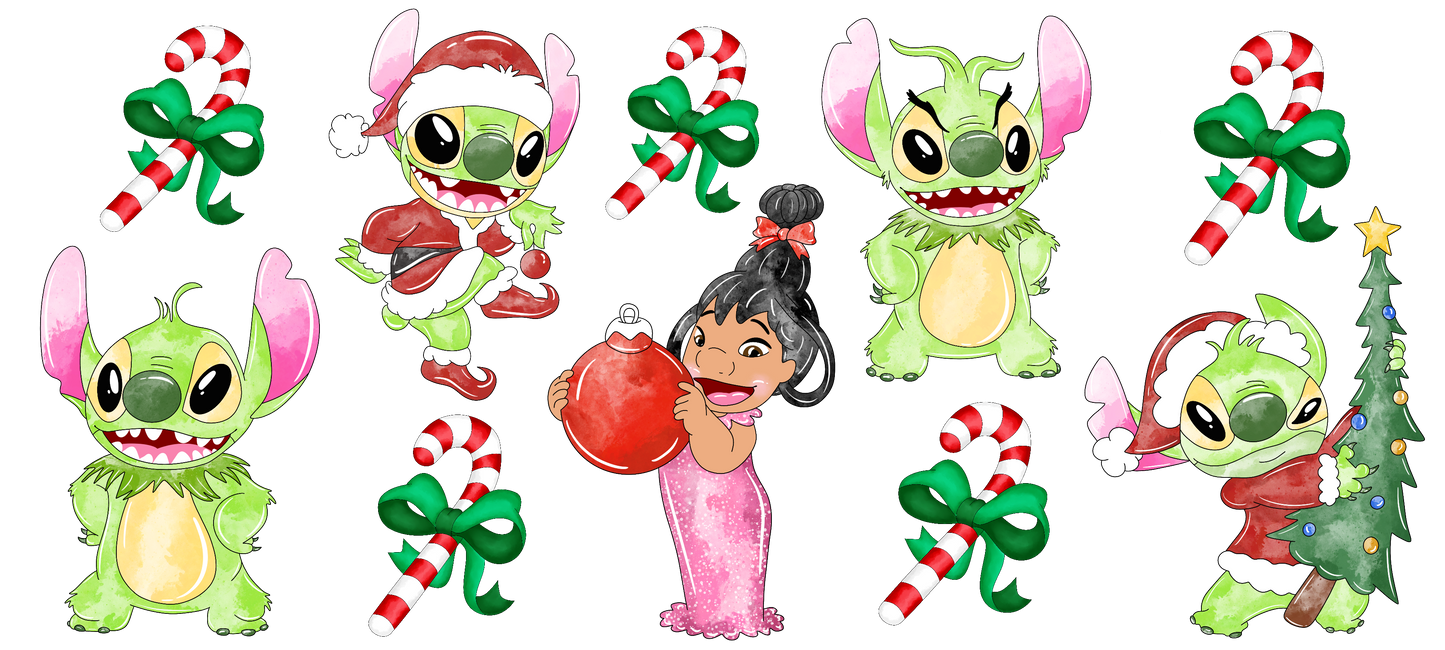 GG. Blue Alien Green Christmas UVDTF