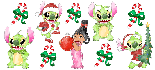 GG. Blue Alien Green Christmas UVDTF