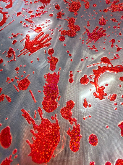 B56. ELEMENT SHEET- HOLOGRAPHIC RED SPARKLE Blood Splatter