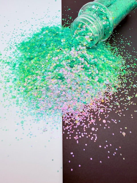 Poison Ivy- Textured Green Purple Color Shift Chunky Mixed Glitter 14-5