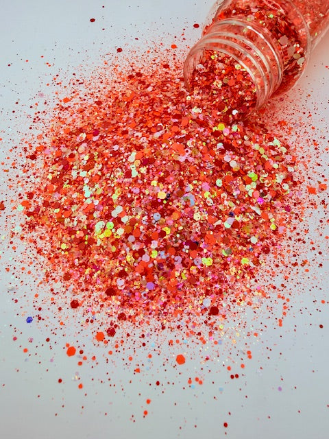 Mystic Aloha- Red Coral Orange Opal Chunky Custom Mixed Glitter 13-4