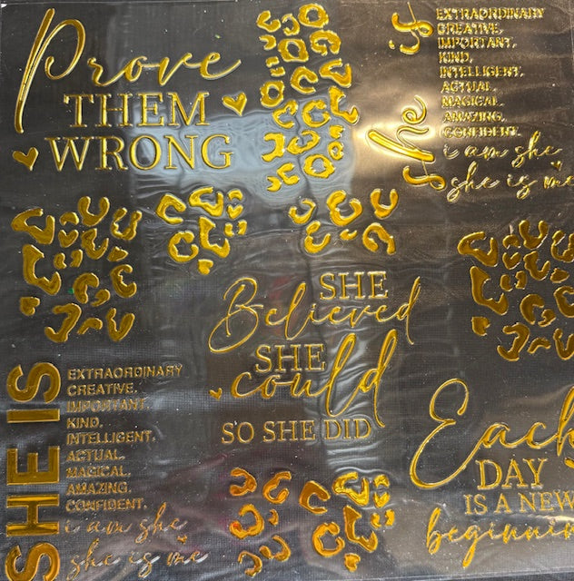 B28. ELEMENT SHEET- Metallic Gold Words of Affirmation