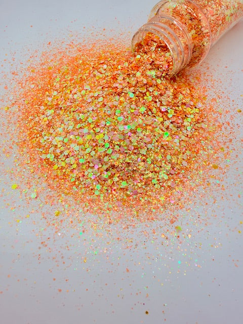 Malibu Sunrise- Coral Orange Yellow Custom Mixed Color Shift Chunky Glitter 11-4
