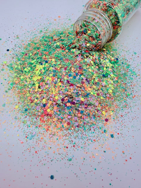 Tahitian Luau- Green and Pink Textured Color Shift Custom Chunky Mixed Glitter 5-3
