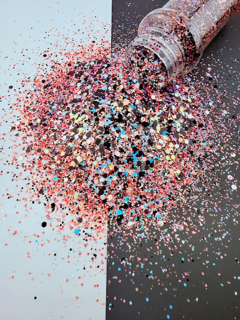 Enchanted Midnight- Black Opal Pink Textured Custom Mixed Chunky Glitter 3-3