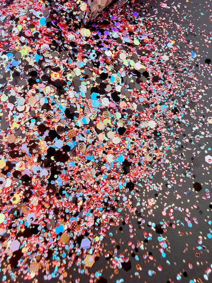 Enchanted Midnight- Black Opal Pink Textured Custom Mixed Chunky Glitter 3-3