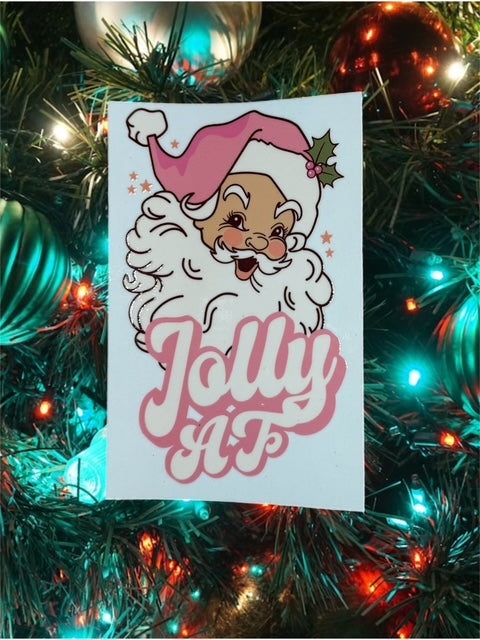 228. Jolly AF Pink Santa Decal