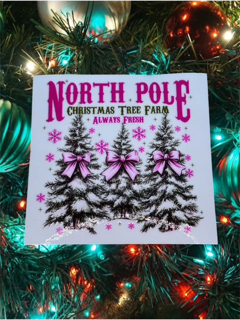 183. Pink North Pole Christmas Tree Farm Decal