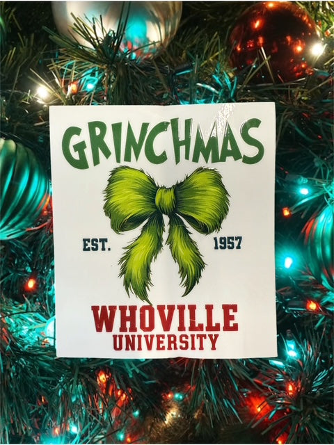 107. Green Man University Red and Green Decal