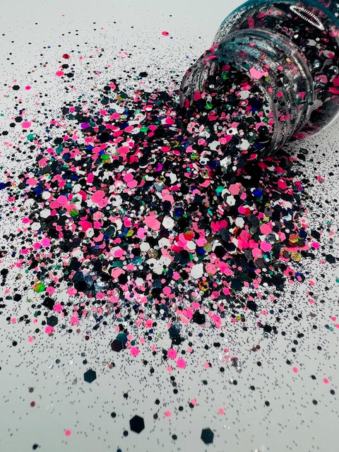 MGK- Black, Pink and White Holographic and Flat Custom Mixed Glitter 3-3