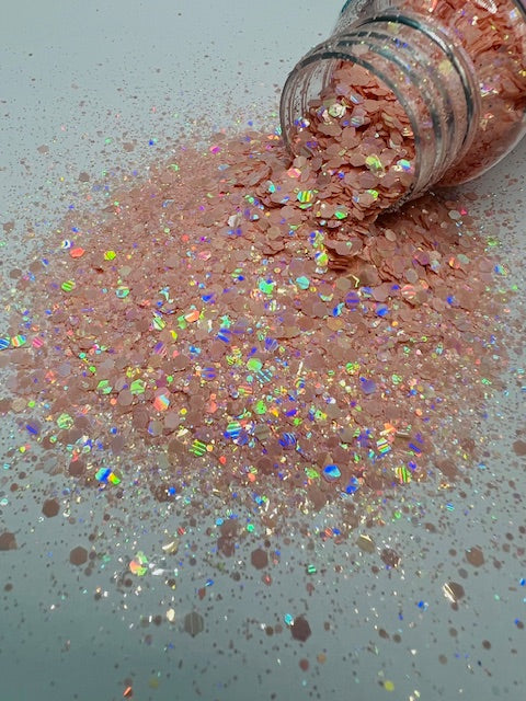 Dolores - Peach Flat Holographic Glitter 3-8