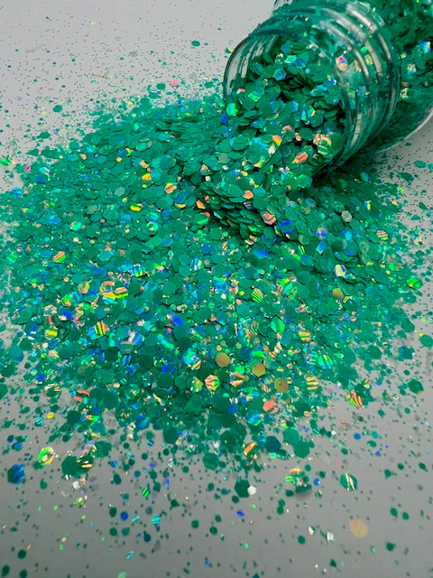 Bruno - Green Flat Holographic Glitter 3-6