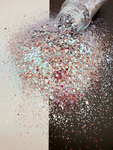 First Class- Chrome Pink Stripped Holographic Chunky Mixed Glitter 14-4