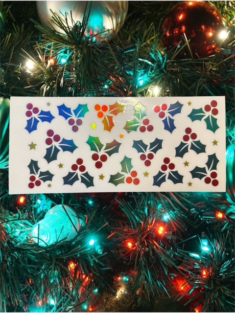 73. HOLOGRAPHIC Holly and Berry UVDTF