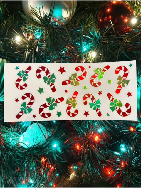 294. HOLOGRAPHIC Candy Cane Embellishment UVDTF