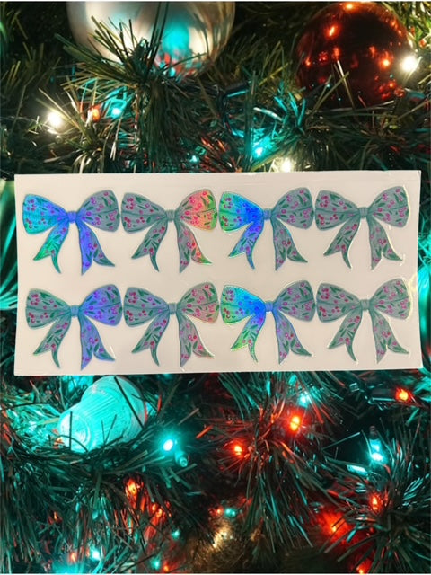 551. HOLOGRAPHIC Christmas Bows Embellishment UVDTF