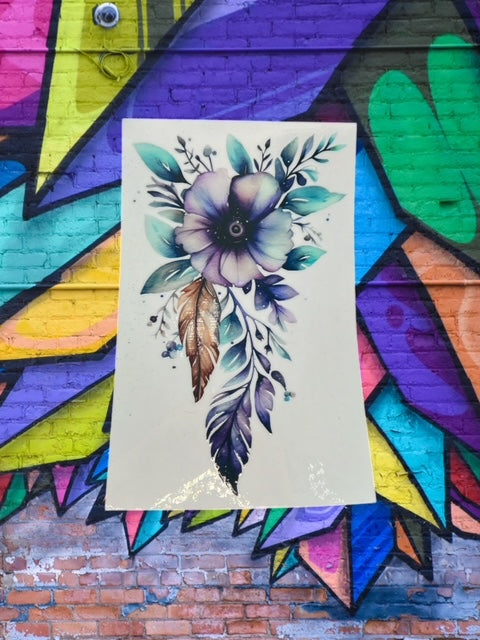 278. Watercolor Long Floral Decal