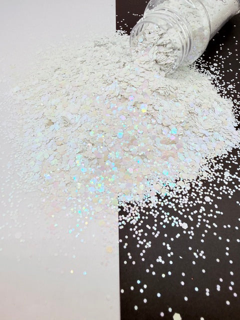 Celestial Ice- White Chunky Mixed Glitter That Shifts Pink Blue 7-9