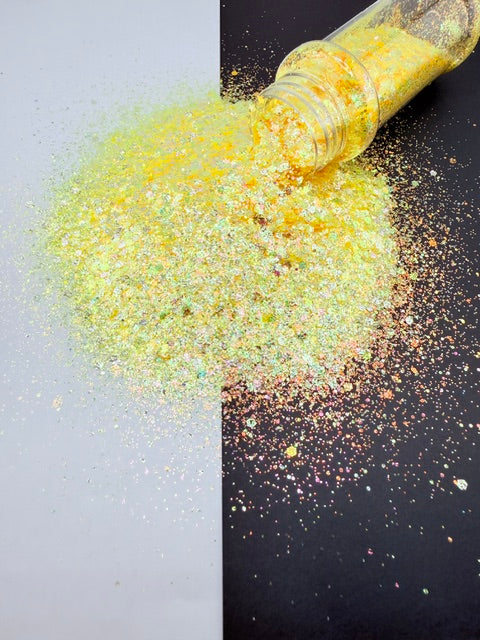 Shattered Sun- Yellow Opal Color Shift Textured Chunky Mixed Glitter 6-9