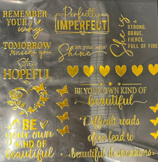 C27. ELEMENT SHEET- Metallic GOLD Inspirational Words