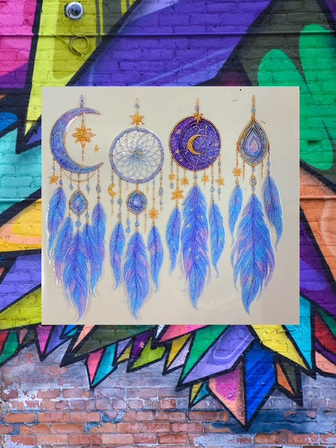 567. Blue Purple 4 Dream Catchers Decal
