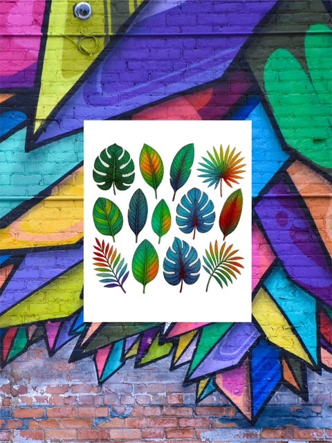 140. Multicolor Tropical Leaves Embellishment Decal