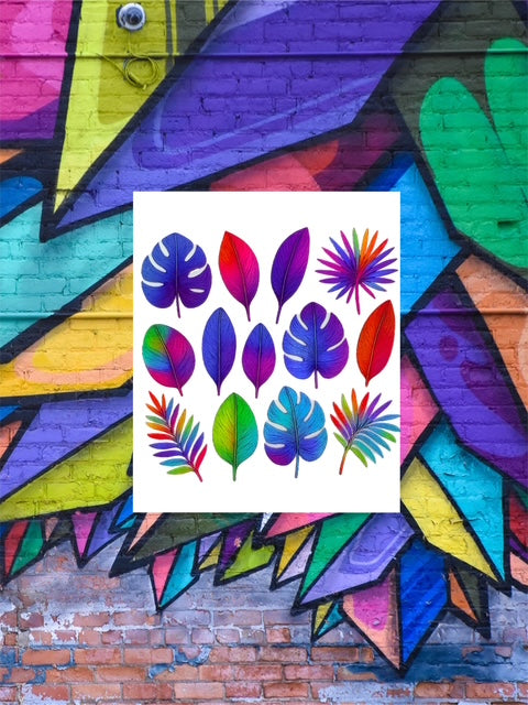 249. Rainbow Tropical Leaves Embellishment Decal