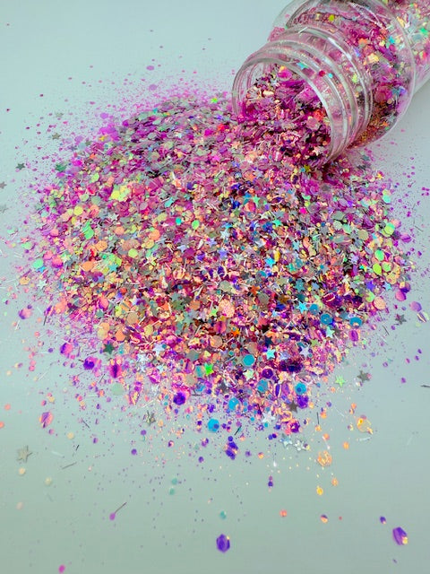 Fairy Wings - Pink Holographic Star Tinsel Glow Glitter 10-10