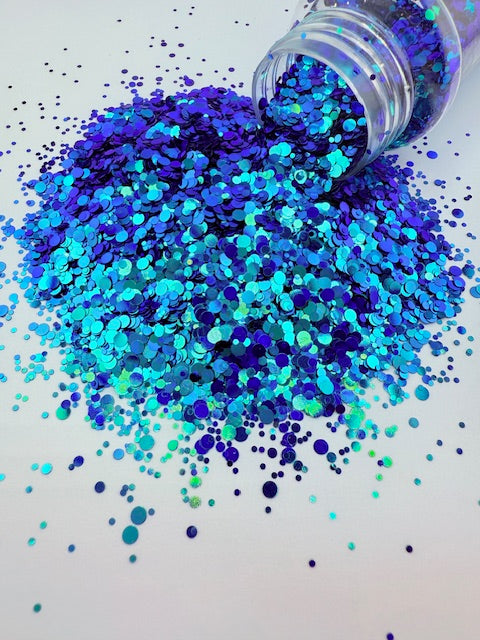 Boat Daze - Blue Teal Color Shift Circle Glitter 10-9