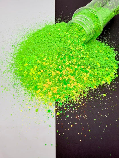 Kiwi Kiss- Neon Green Color Shift Chunky Mixed Glitter 14-7