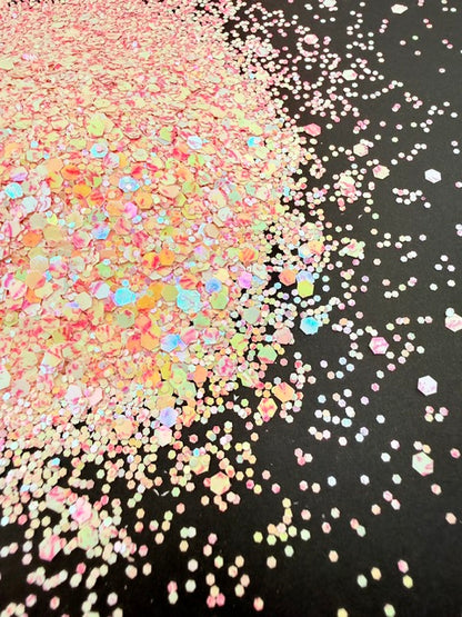 Strawberries & Cream- Pink and Cream Color Shift Mosaic Chunky Glitter