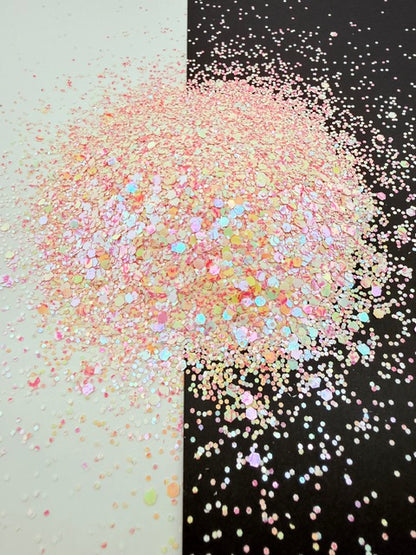 Strawberries & Cream- Pink and Cream Color Shift Mosaic Chunky Glitter