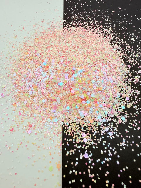 Strawberries & Cream- Pink and Cream Color Shift Mosaic Chunky Glitter