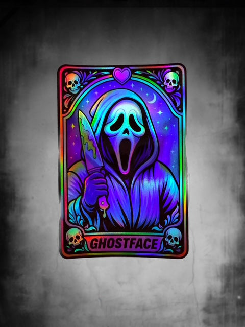 210. HOLOGRAPHIC Ghostface Tarot Card Decal