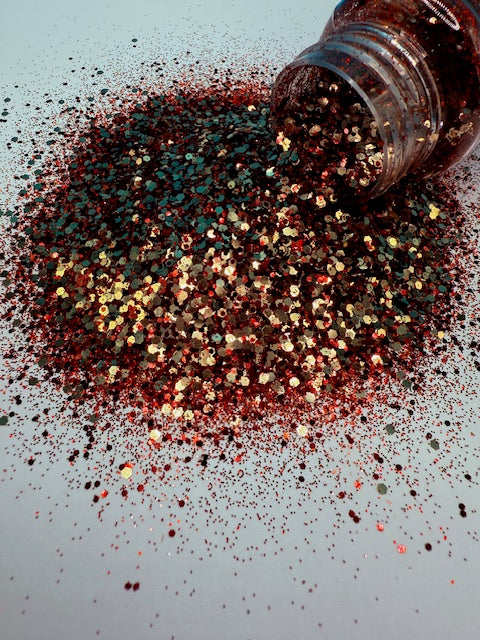 **RETIRING** Cruella - Gold and Red Mirror Chunky Mixed Glitter 7-8