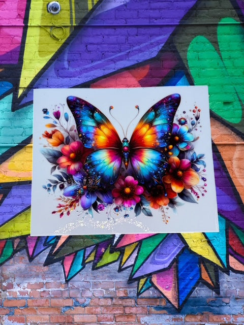 439. Colorful Floral Butterfly Decal