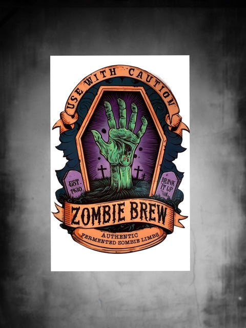 218. Zombie Brew Label Decal