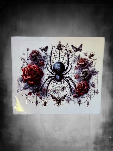 589. Spider Web Roses Decal