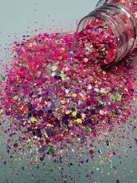 Sour Patch- Pink Coral Green Mirrored Custom Mixed Glitter 5-3